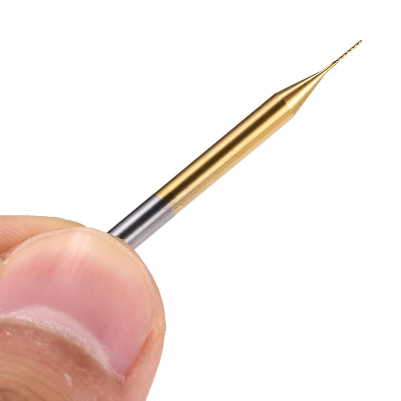 HOZLY 10Pcs 1/8'' Shank, 0.4mm Cutting Diameter,CNC End Mill, Titanium Coat Carbide End Mill Engraving Bits CNC Rotary Burrs Tool for PCB Mould Plastic Fiber Carbon Fiber Hardwood - Image 2